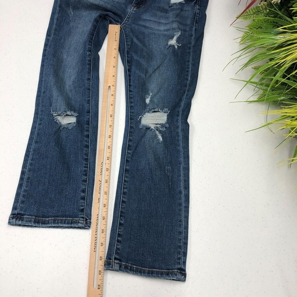 Judy Blue Jeans Womens 3/26 Blue Distressed Stretch Denim Straight Leg Pants Day - Picture 8 of 11